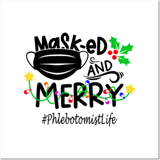 Masked And Merry Phlebotomist Christmas Posters and Art